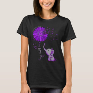 Hope Fight Cute Elephant Alzheimer's Purple Ribbon T-Shirt