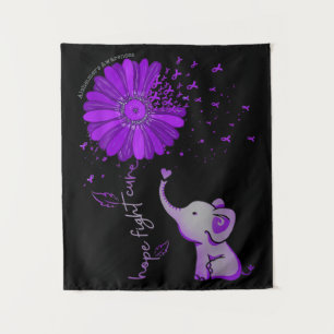 Hope Fight Cute Elephant Alzheimer's Purple Ribbon Tapestry