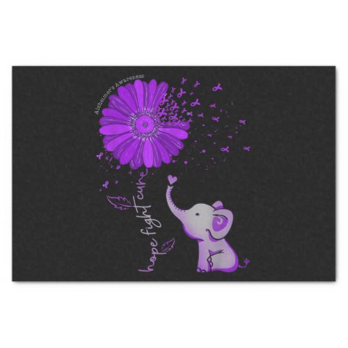 Hope Fight Cute Elephant Alzheimers Purple Ribbon Tissue Paper