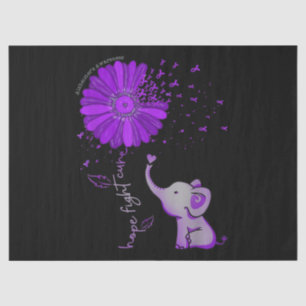 Hope Fight Cute Elephant Alzheimer's Purple Ribbon Tissue Paper