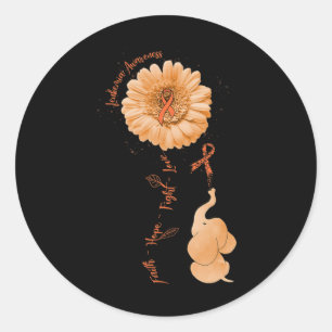 Hope Fight Love Elephant Sunflower Leukemia Awaren Classic Round Sticker
