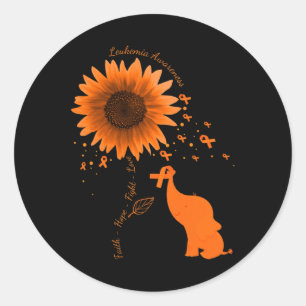 Hope Fight Love Elephant Sunflower Leukemia Awaren Classic Round Sticker
