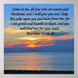 HOPE FILLED ,MATTHEW 11:28 SUNRISE PHOTO DESIGN POSTER