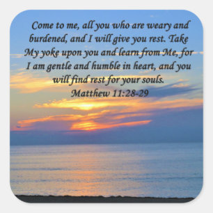 HOPE FILLED ,MATTHEW 11:28 SUNRISE PHOTO DESIGN SQUARE STICKER