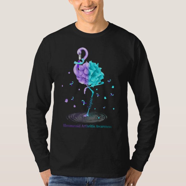 Hope Flamingo Purple Blue Rheumatoid Arthritis Awa T-Shirt (Front)