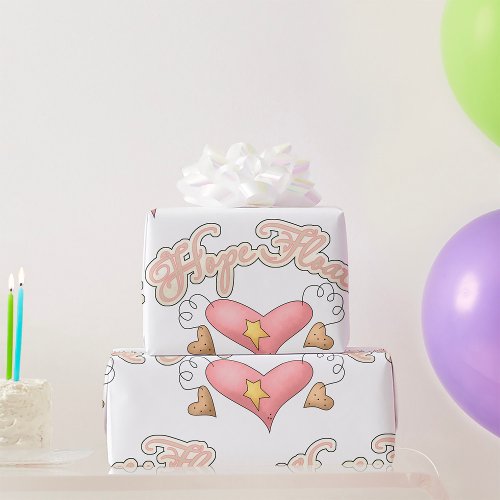 Hope Floats Pink Heart Wrapping Paper