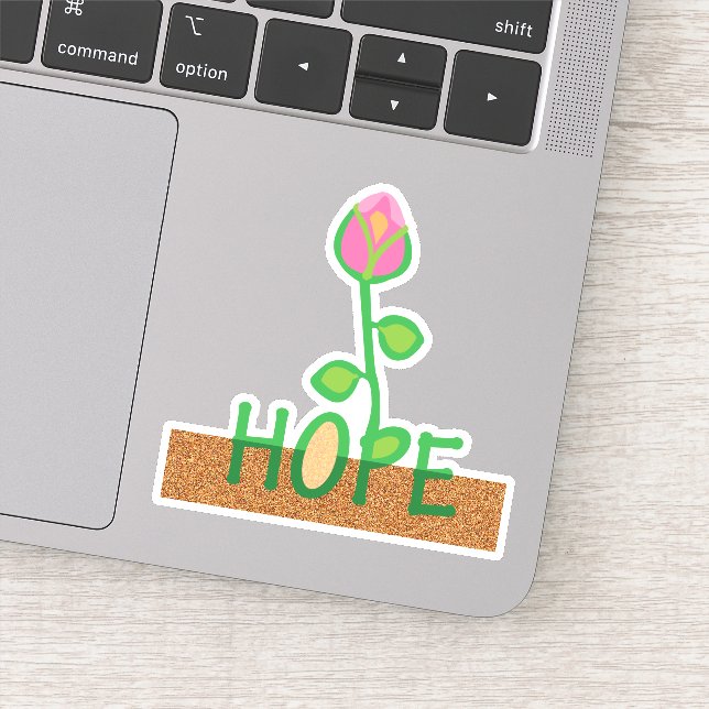 Hope flower growing from a seed sticker (Detail)