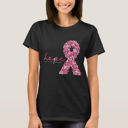 HOPE Flower Pink Ribbon Breast Cancer Awareness T_Shirt