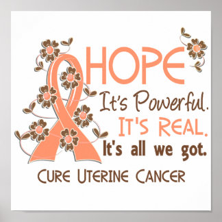 Hope Flower Ribbon Uterine Cancer Poster