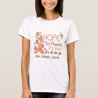Hope Flower Ribbon Uterine Cancer T-Shirt