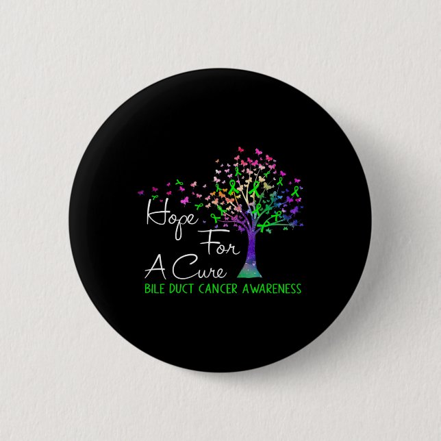 Hope For A Cure Bile Duct Cancer Awareness Tree Ri Button (Front)