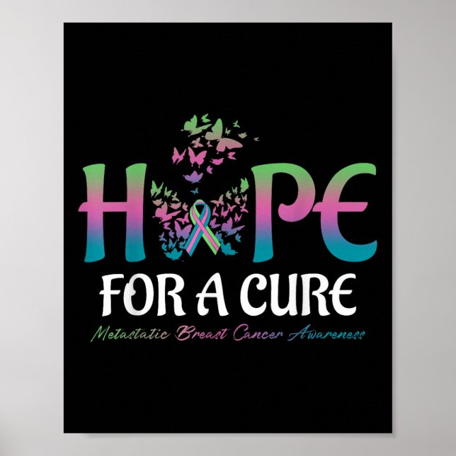 Hope For A Cure Butterfly Metastatic Breast Cancer Poster (Front)