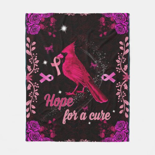 Hope For A Cure Cardinal Breast Cancer Awareness F Fleece Blanket