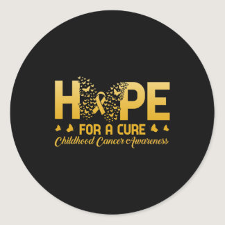 Hope For A Cure Childhood Cancer Awareness Butterf Classic Round Sticker