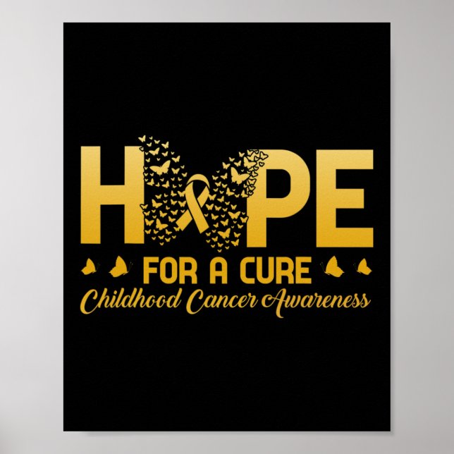 Hope For A Cure Childhood Cancer Awareness Butterf Poster (Front)