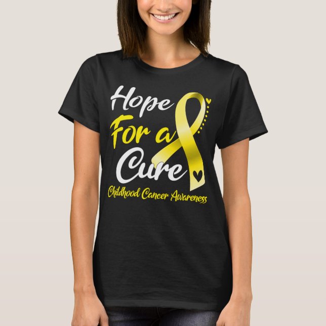 Hope For A Cure Childhood Cancer Awareness T-Shirt (Front)