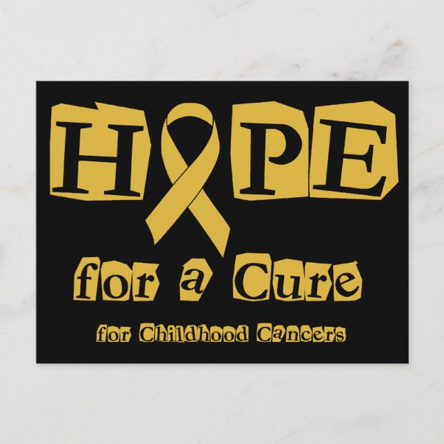 Hope for a Cure - Childhood Cancer Gold Ribbon Postcard (Front)