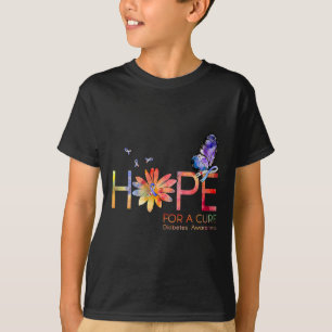 Hope For A Cure Diabetes Awareness Butterfly Sunfl T-Shirt