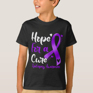 Hope For A Cure Epilepsy Awareness Purple Ribbon W T-Shirt