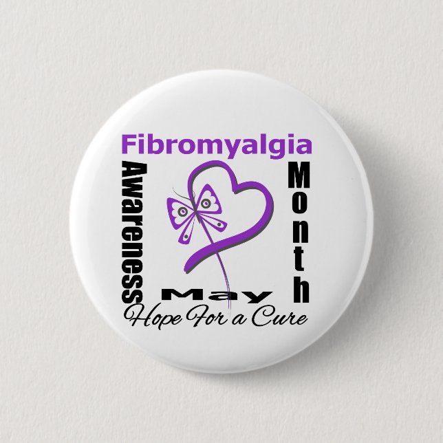 Hope For a Cure - Fibromyalgia Awareness Month Button (Front)