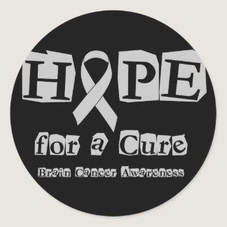 Hope for a Cure - Grey Ribbon Brain Tumor / Cancer Classic Round Sticker
