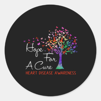 Hope For A Cure Heart Disease Awareness Tree Ribbo Classic Round Sticker