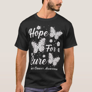 Hope For A Cure Lung Cancer Awareness Butterfly  T-Shirt