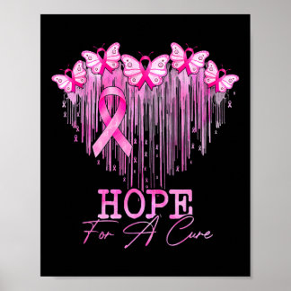 Hope For A Cure Pink Butterfly Breast Cancer Aware Poster