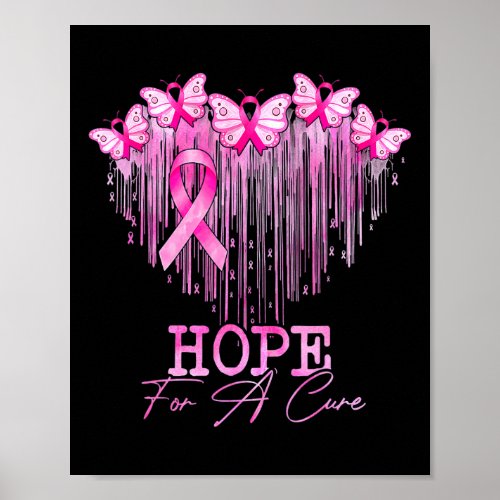Hope For A Cure Pink Butterfly Breast Cancer Aware Poster