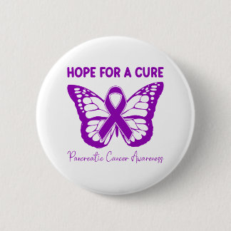 Hope For A Cure Purple Butterfly Pancreatic Cancer Button