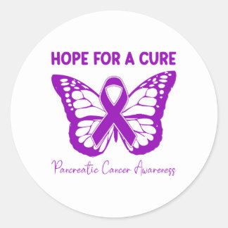 Hope For A Cure Purple Butterfly Pancreatic Cancer Classic Round Sticker