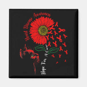 Hope For A Cure Sunflower Black Cat Heart Disease Magnet