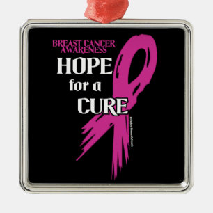 Hope for a Cure/Torn Ribbon...Breast Cancer Metal Ornament