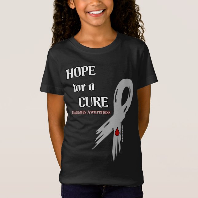 Hope for a Cure/Torn Ribbon...Diabetes T-Shirt (Front)