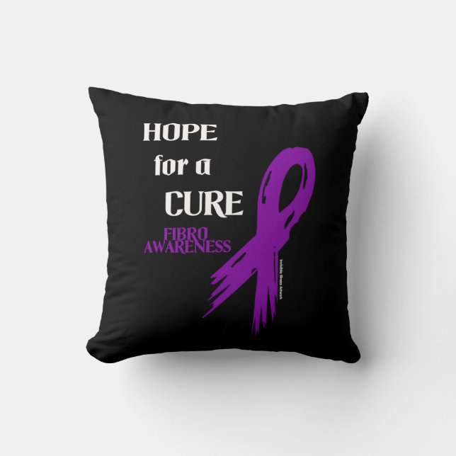 Hope for a Cure/Torn Ribbon...Fibro Throw Pillow (Front)