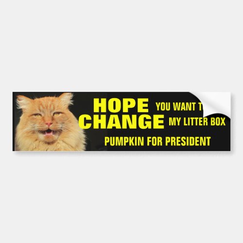 Hope for Change to Fresh Cat Litter Bumper Sticker