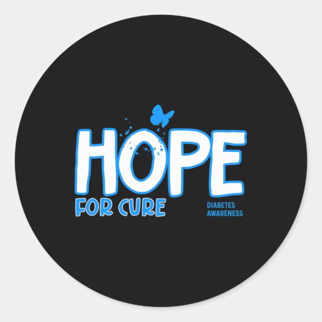 Hope for Cure Diabetes Awareness  Classic Round Sticker (Front)