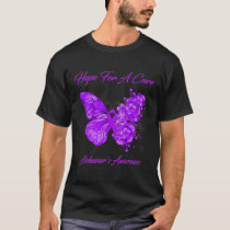 Hope For Cure Purple Butterfly Alzheimer Brain Awa T-Shirt