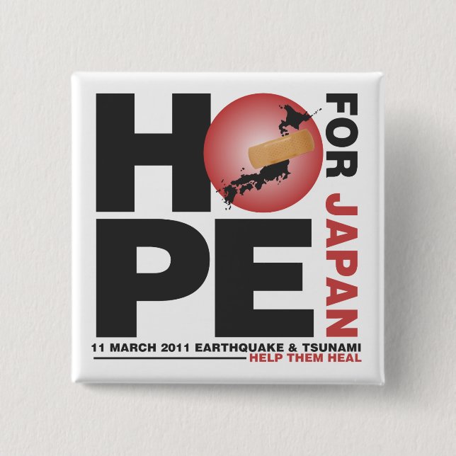 HOPE FOR JAPAN - HELP THEM HEAL BUTTON (Front)