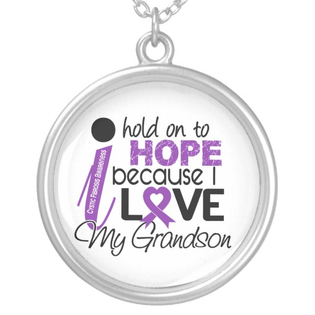 Hope For My Grandson Cystic Fibrosis Silver Plated Necklace (Front)