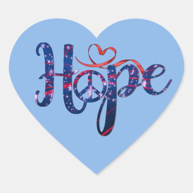 Hope For Peace Heart Stickers (Front)