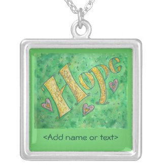 Hope Glitter Word Painting Silver Necklace Pendant