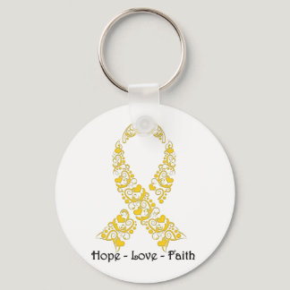 Hope Gold Awareness Ribbon Keychain
