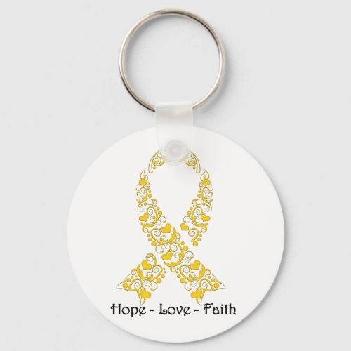 Hope Gold Awareness Ribbon Keychain