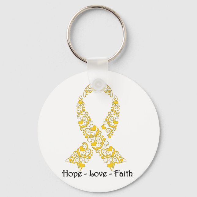 Hope Gold Awareness Ribbon Keychain (Front)