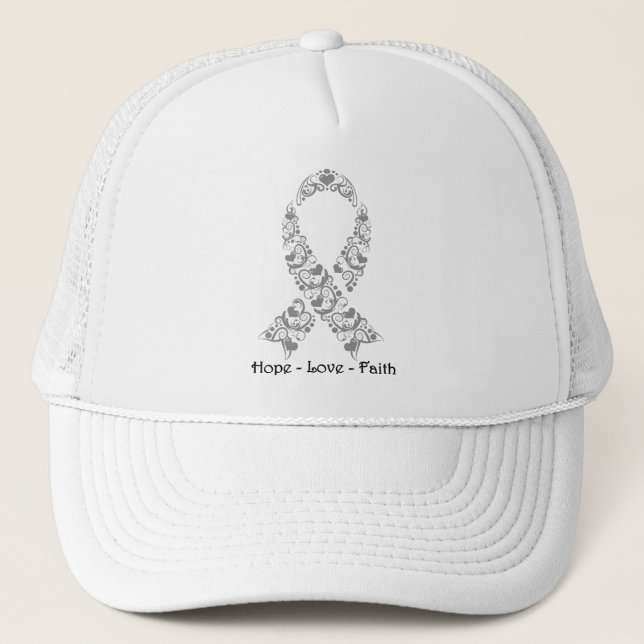 Hope Gray Awareness Ribbon Trucker Hat (Front)