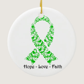 Hope Green Awareness Ribbon Ceramic Ornament
