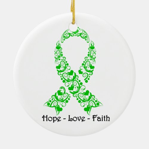 Hope Green Awareness Ribbon Ceramic Ornament