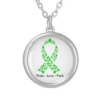 Hope Green Awareness Ribbon Silver Plated Necklace
