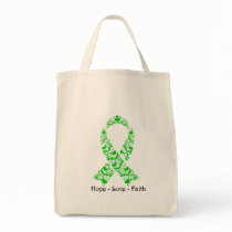 Hope Green Awareness Ribbon Tote Bag